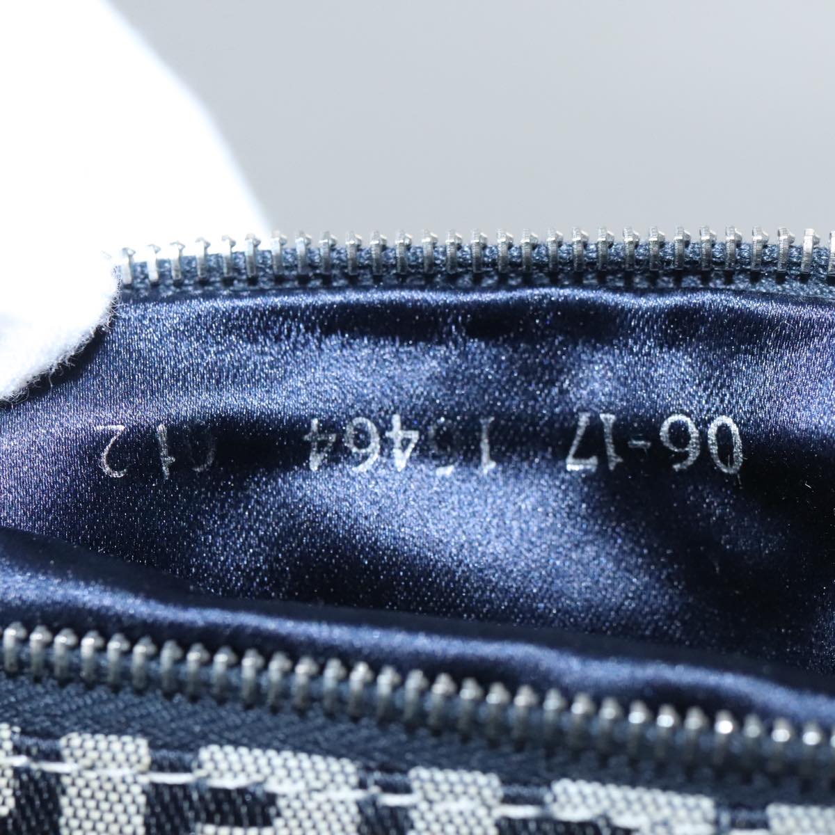 FENDI Zucchino Canvas Mamma Baguette Shoulder Bag Navy Silver 102011