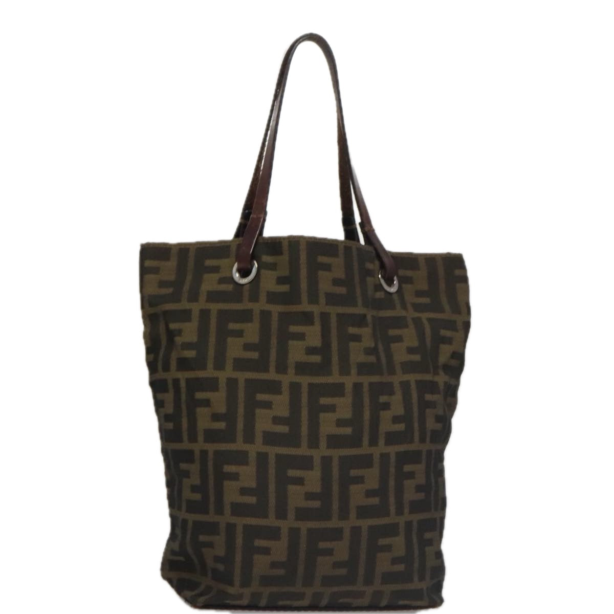 FENDI Zucca Canvas Hand Bag Brown Black 102027