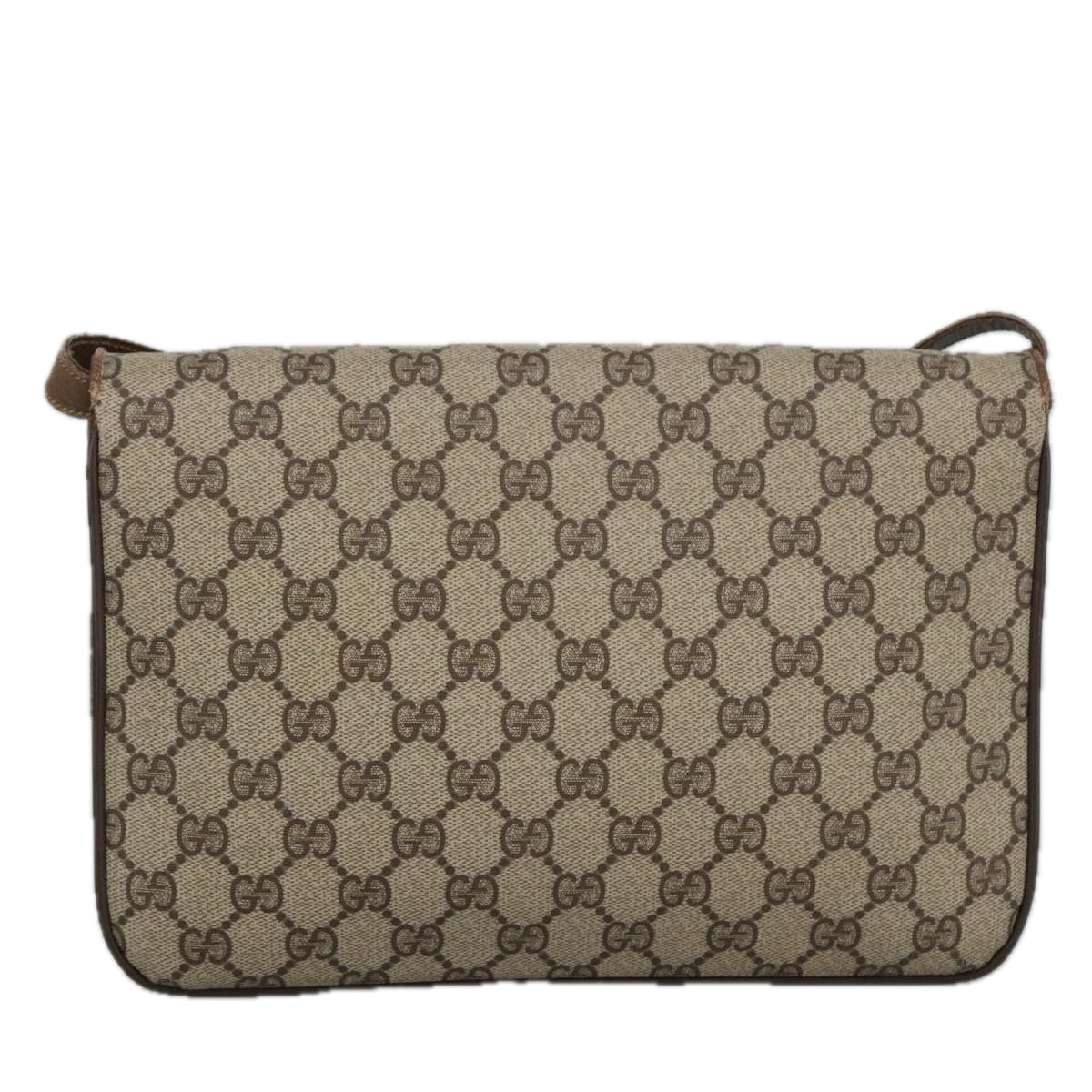 GUCCI GG Supreme Shoulder Bag PVC Beige Gold 102052