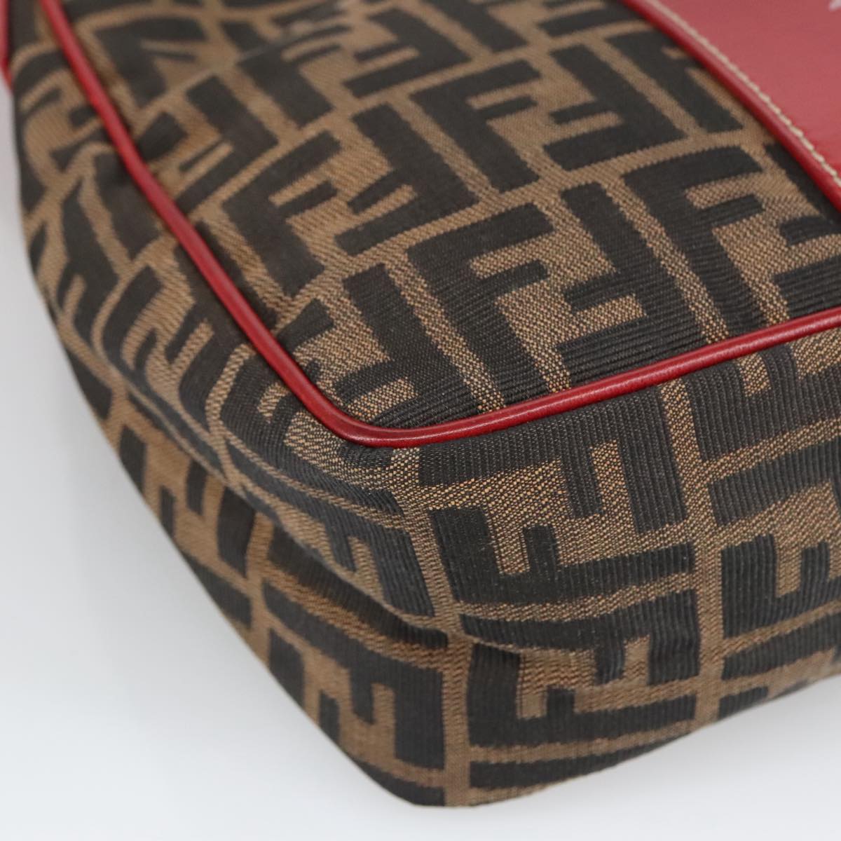 FENDI Zucca Canvas Shoulder Bag Brown Black 8BR148 102056