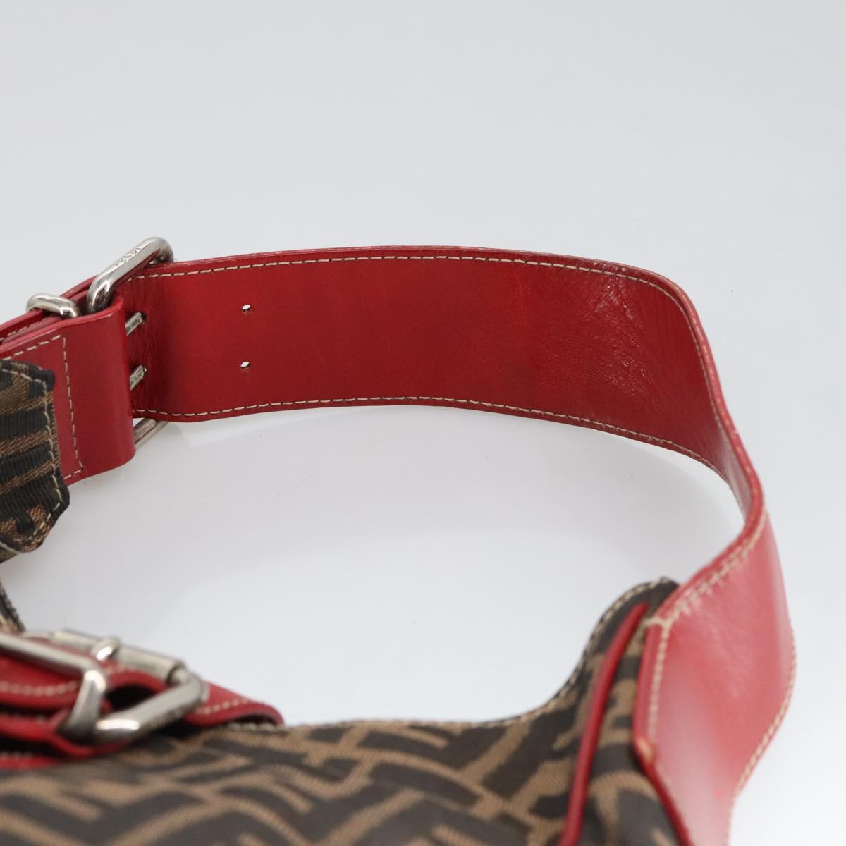 FENDI Zucca Canvas Shoulder Bag Brown Black 8BR148 102056