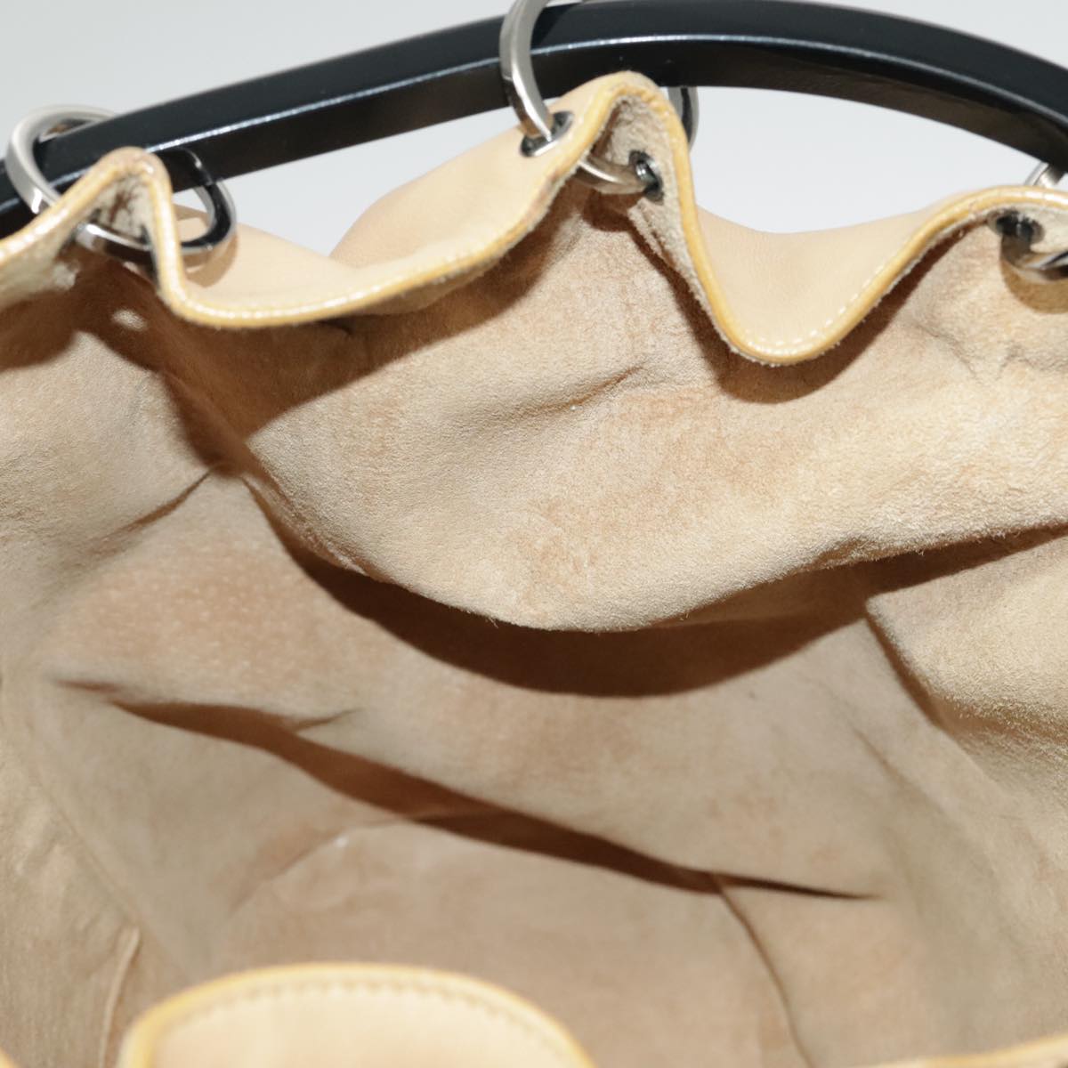 GUCCI Hand Bag Leather Plastic Beige Silver 001 3738 102113