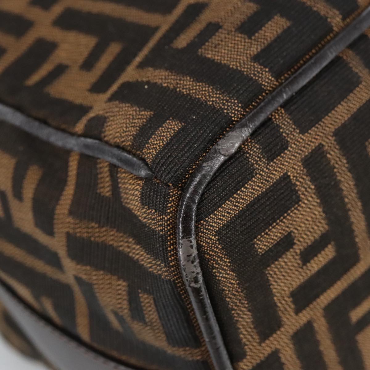 FENDI Zucca Canvas Vanity Hand Bag Brown Black 102121