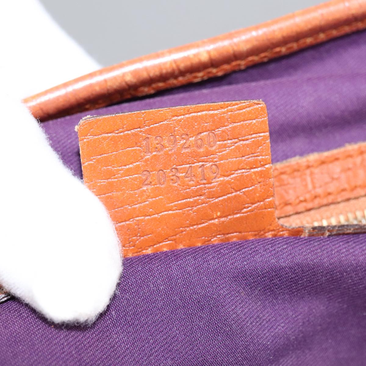 GUCCI GG Canvas Tote Bag Beige Purple 139260 102155