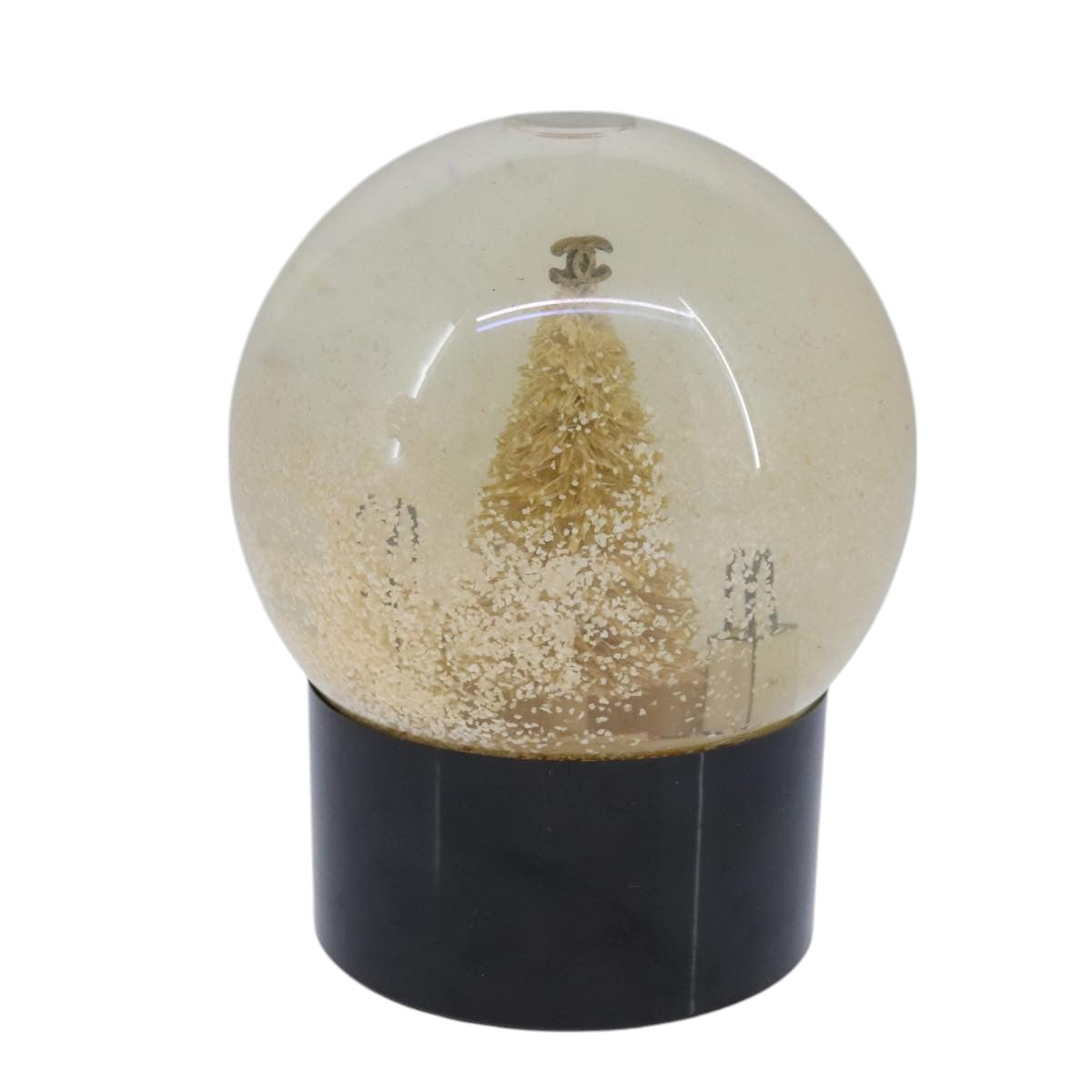 CHANEL Christmas Tree Shopper Snow Globe VIP Only Clear Yellow CC 102238