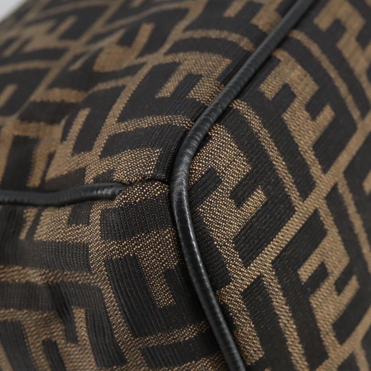 FENDI Zucca Canvas Vanity Pouch Brown Black gold 102333