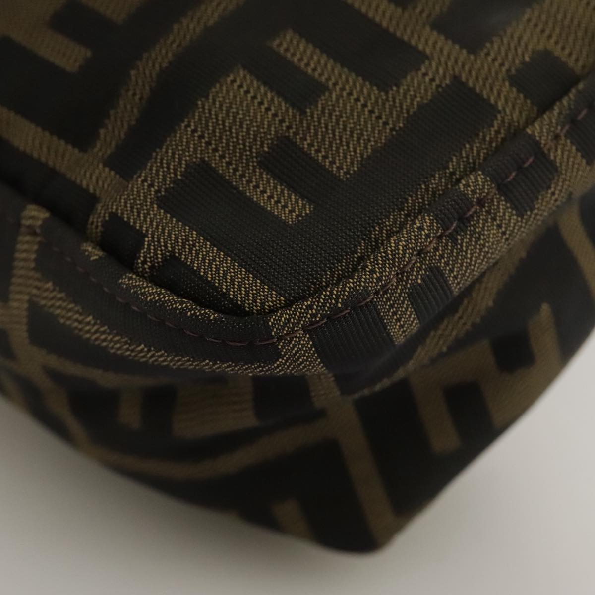 FENDI Zucca Canvas Hand Bag Brown Black 102655