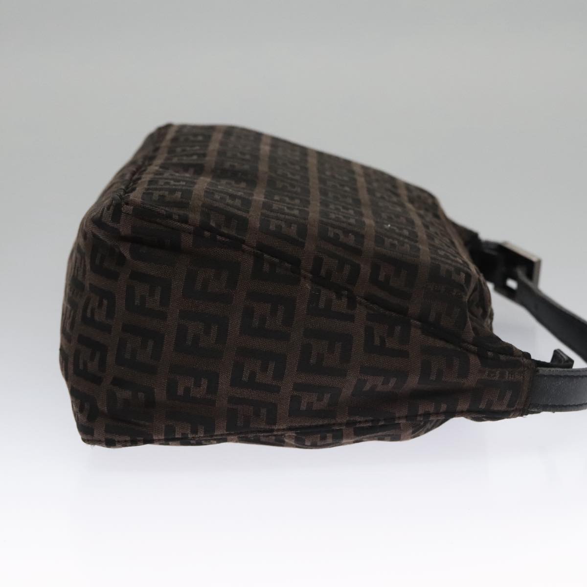 FENDI Zucchino Canvas Hand Bag Black Brown 102663