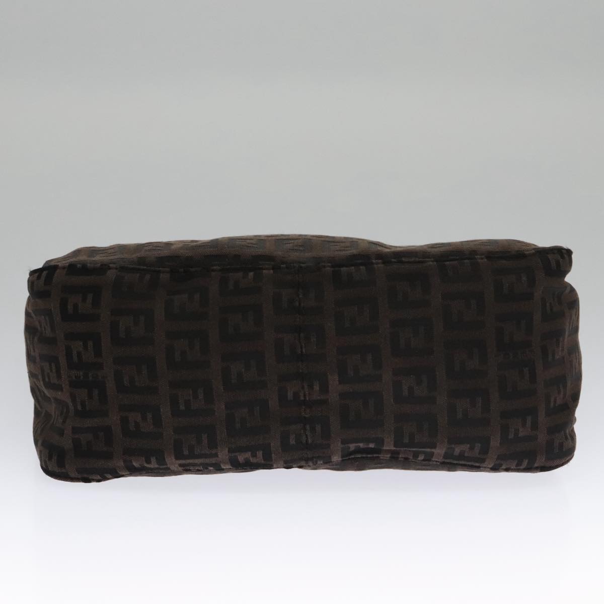FENDI Zucchino Canvas Hand Bag Black Brown 102663