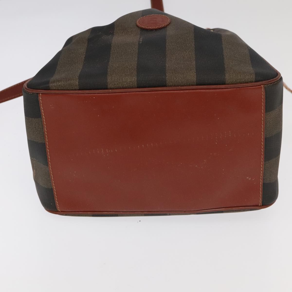 FENDI Pecan Canvas Shoulder Bag Brown Black Gold 102701