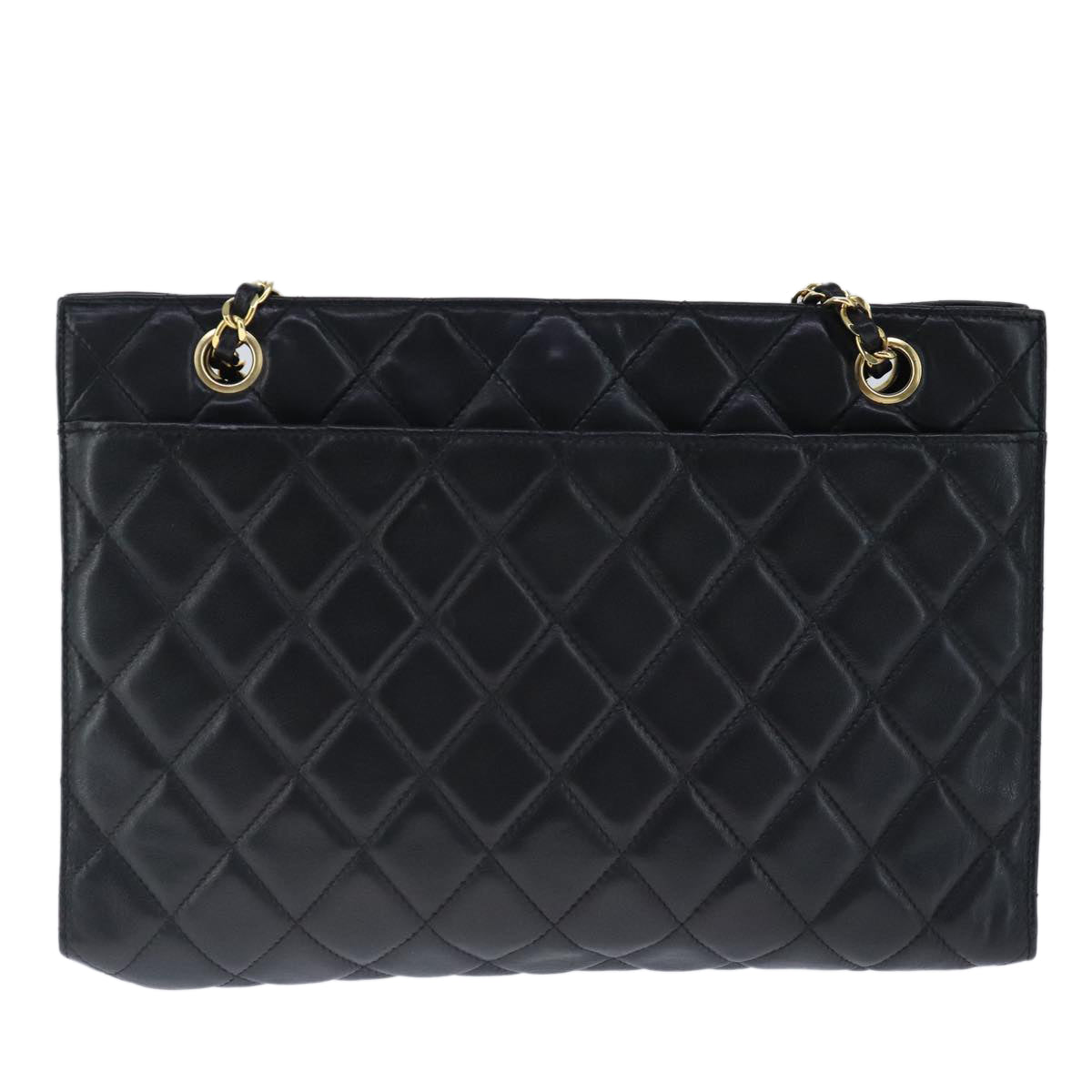 CHANEL Matelasse Chain Tote Bag Leather Black Gold CC 102918
