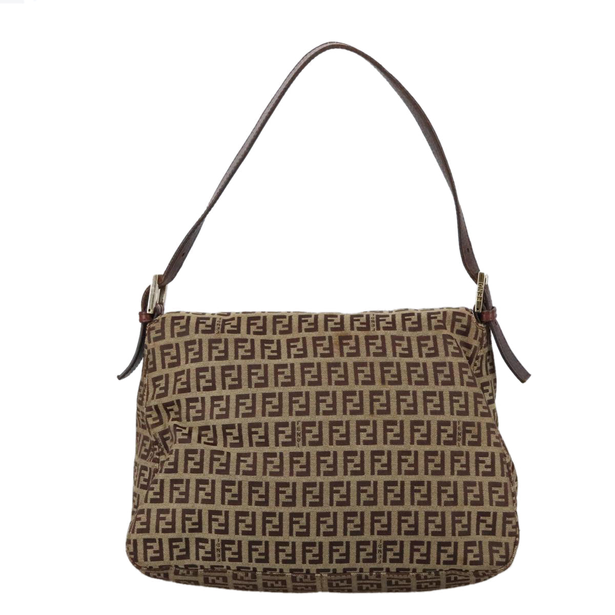 FENDI Zucchino Canvas Mamma Baguette Shoulder Bag Beige 103058