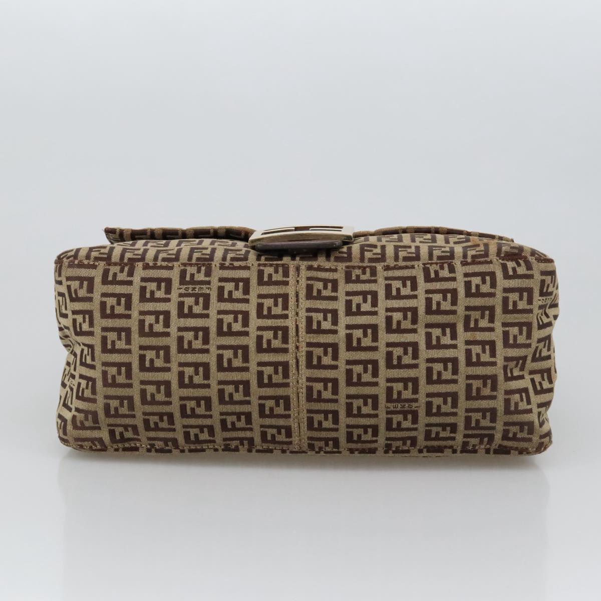 FENDI Zucchino Canvas Mamma Baguette Shoulder Bag Beige 103058