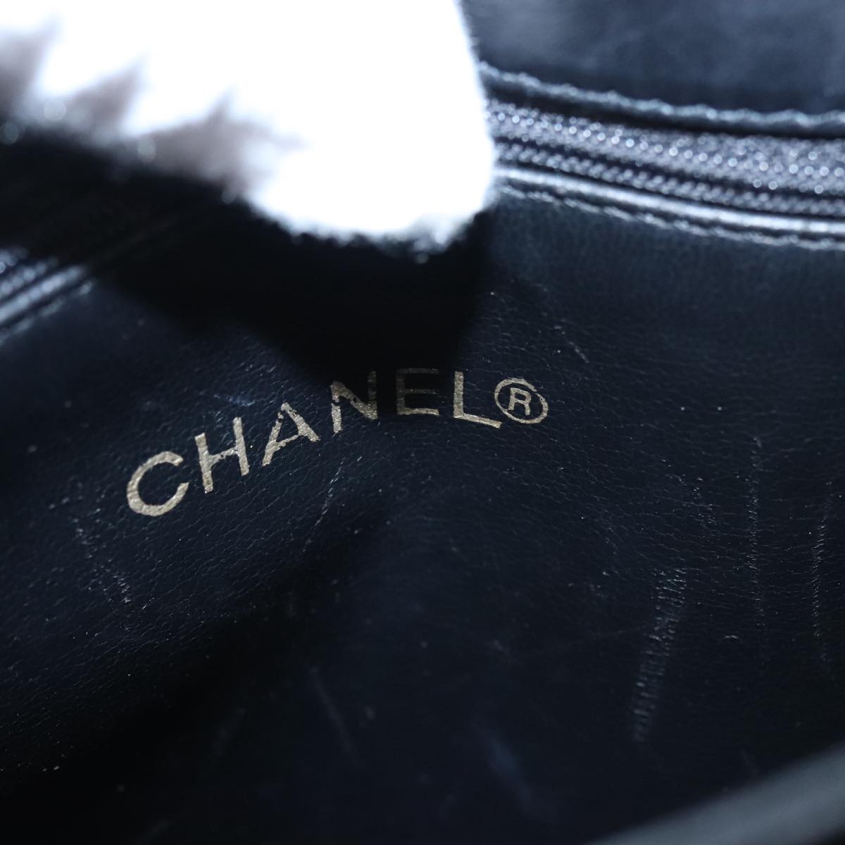 CHANEL Bicolore Chain Matelasse Shoulder Bag Lamb Skin Black Gold CC 103228