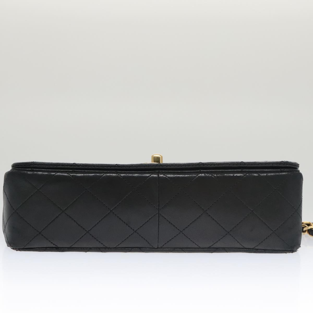 CHANEL Matelasse Chain Shoulder Bag Lamb Skin Black Gold CC 103232