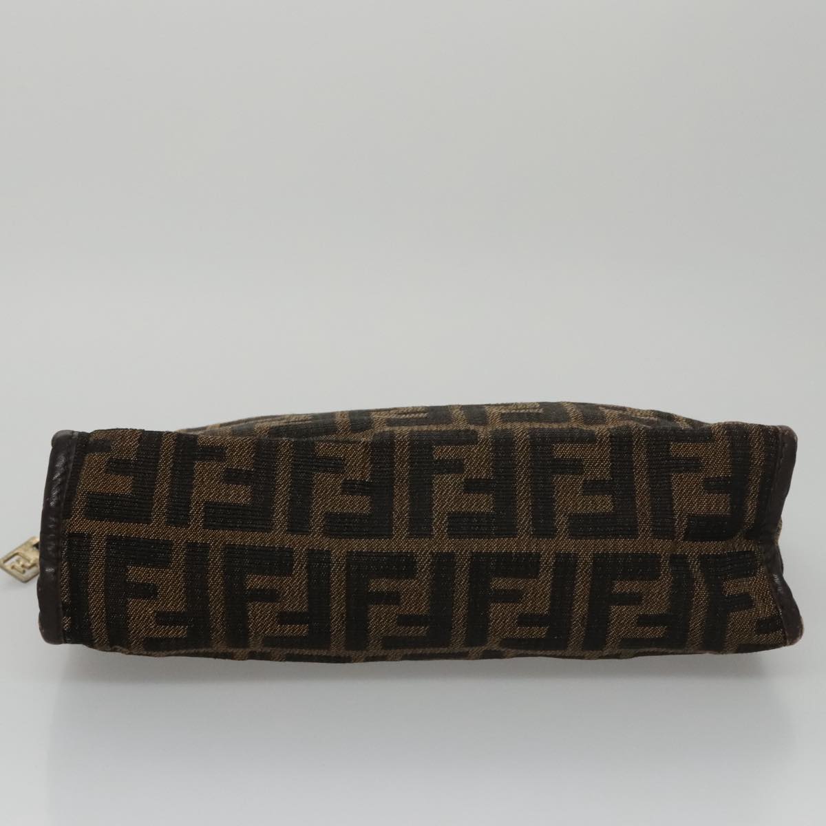 FENDI Zucca Canvas Clutch Bag Brown Black 103381