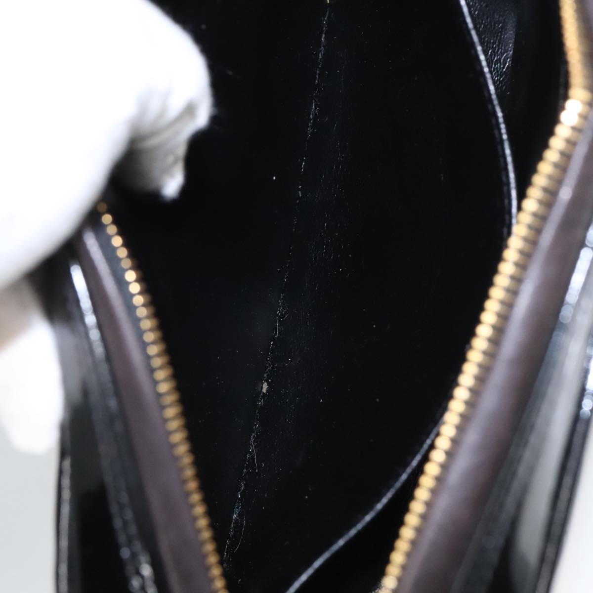 CHANEL Matelasse Chain Shoulder Bag Patent leather Black Gold CC 103451A