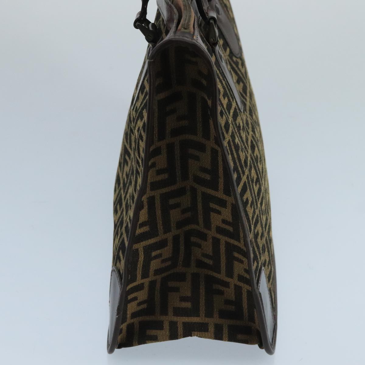 FENDI Zucca Canvas Hand Bag Brown Black gold 103452