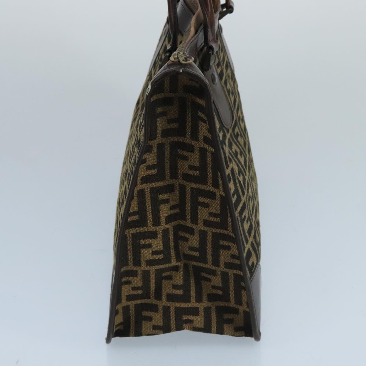 FENDI Zucca Canvas Hand Bag Brown Black gold 103452