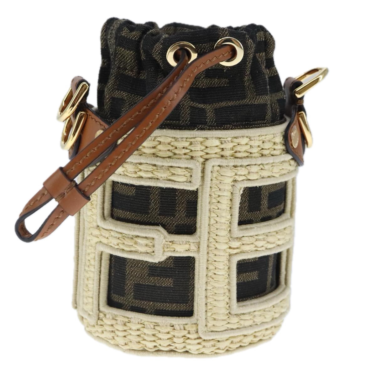 FENDI Zucca Canvas Pouch Brown Black beige 103806