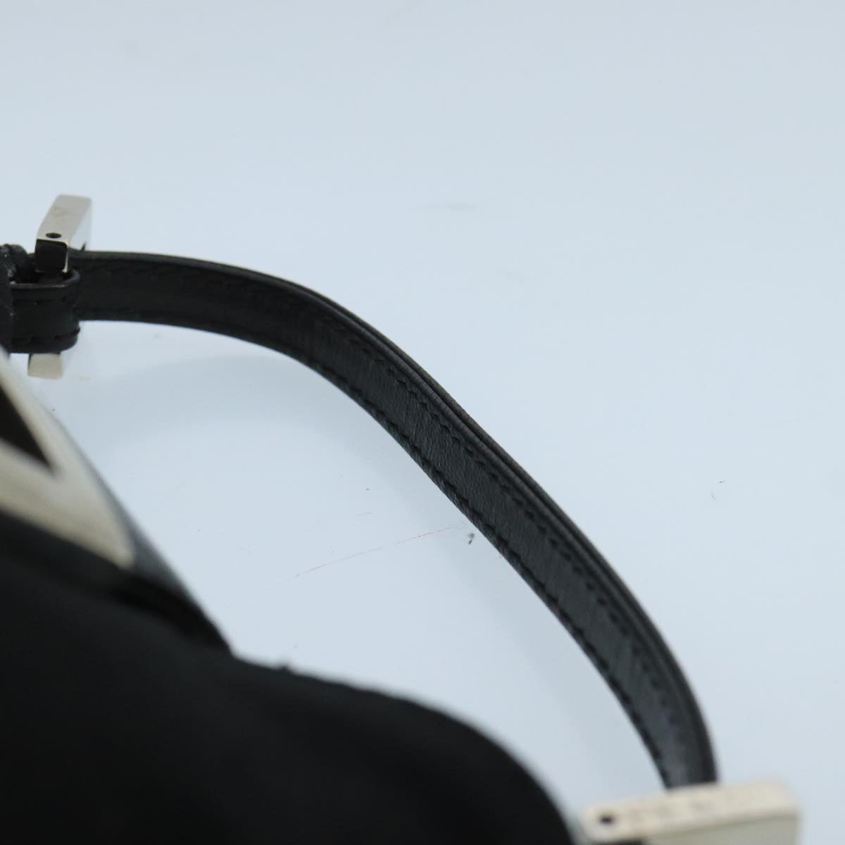 FENDI Mini Croissant Hand Bag Nylon Black Silver 103892
