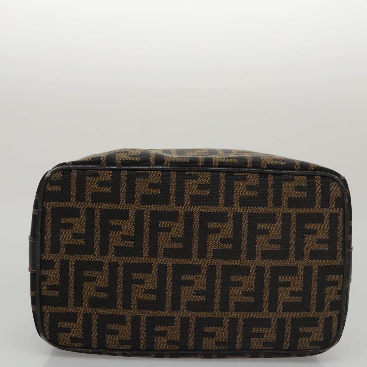 FENDI Zucca Canvas Vanity Pouch Brown Black gold 104284