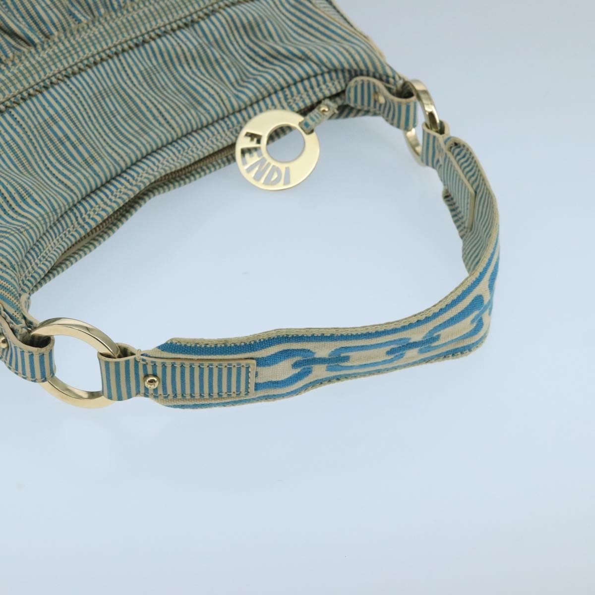 FENDI Zucca Canvas Shoulder Bag Blue 104625