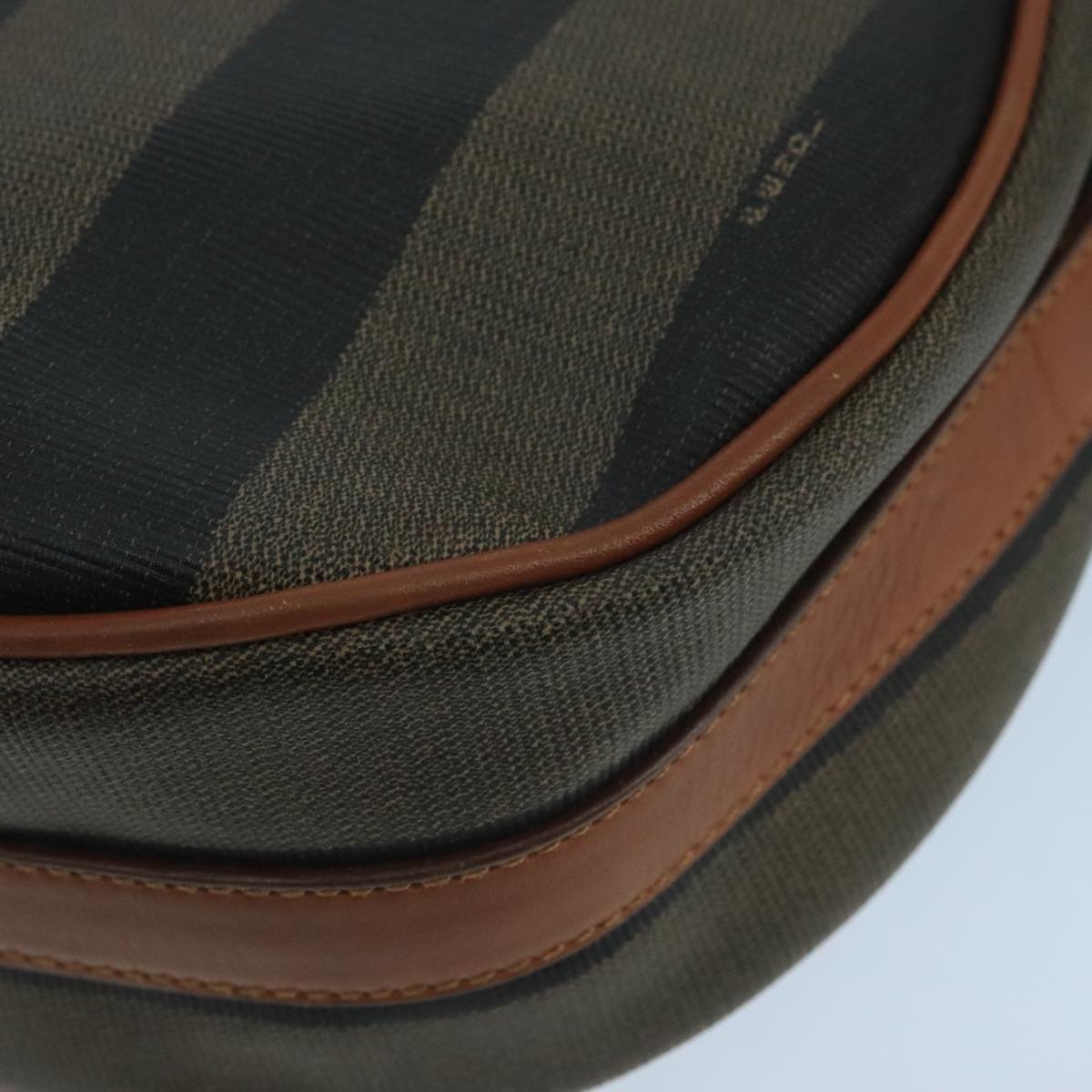 FENDI Pecan Canvas Shoulder Bag Brown Black 104665