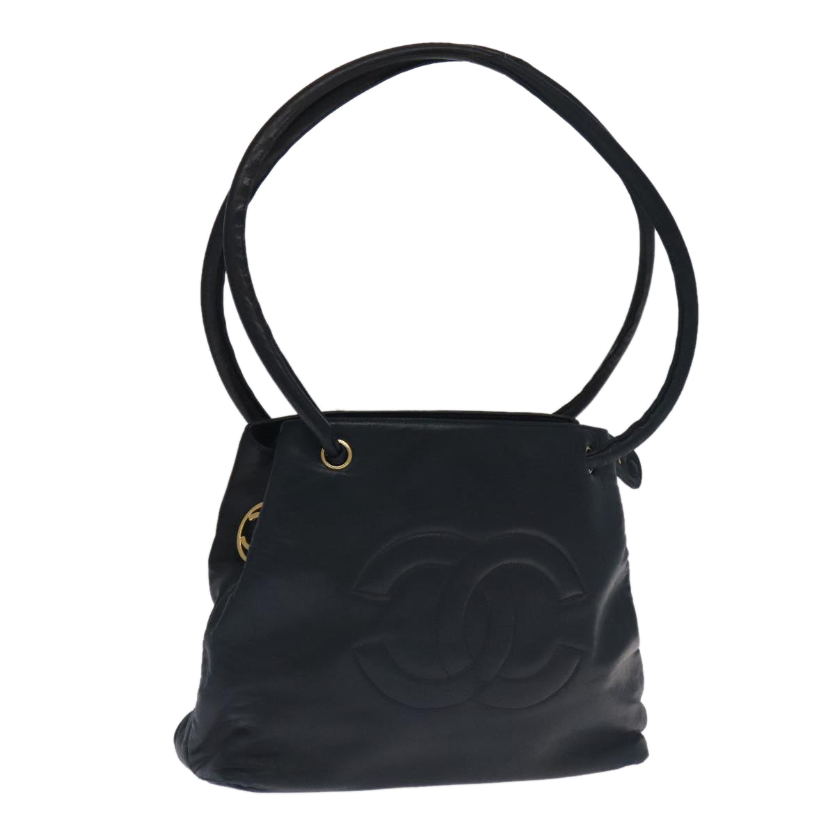 CHANEL COCO Mark Tote Bag Lamb Skin Navy CC 104720