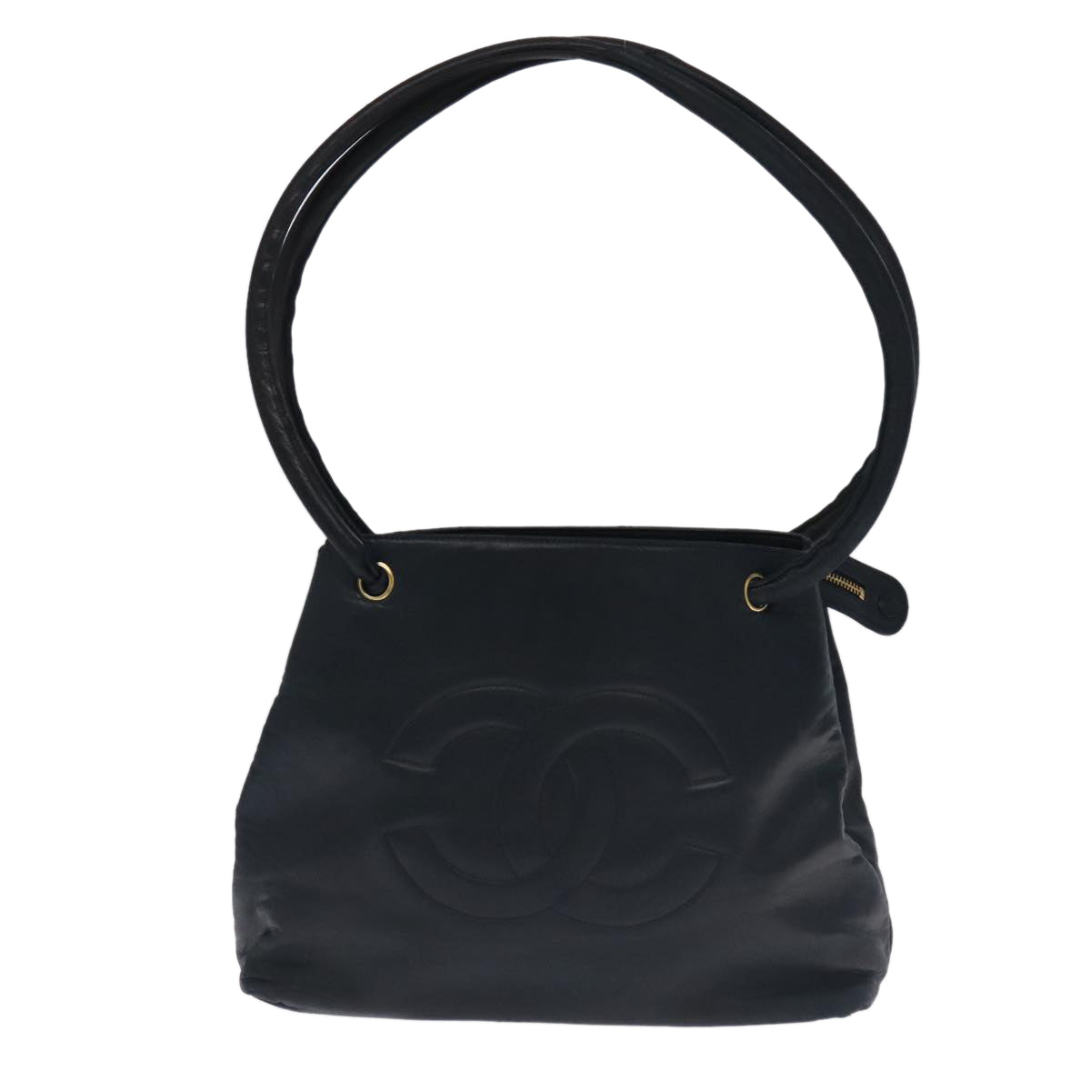 CHANEL COCO Mark Tote Bag Lamb Skin Navy CC 104720