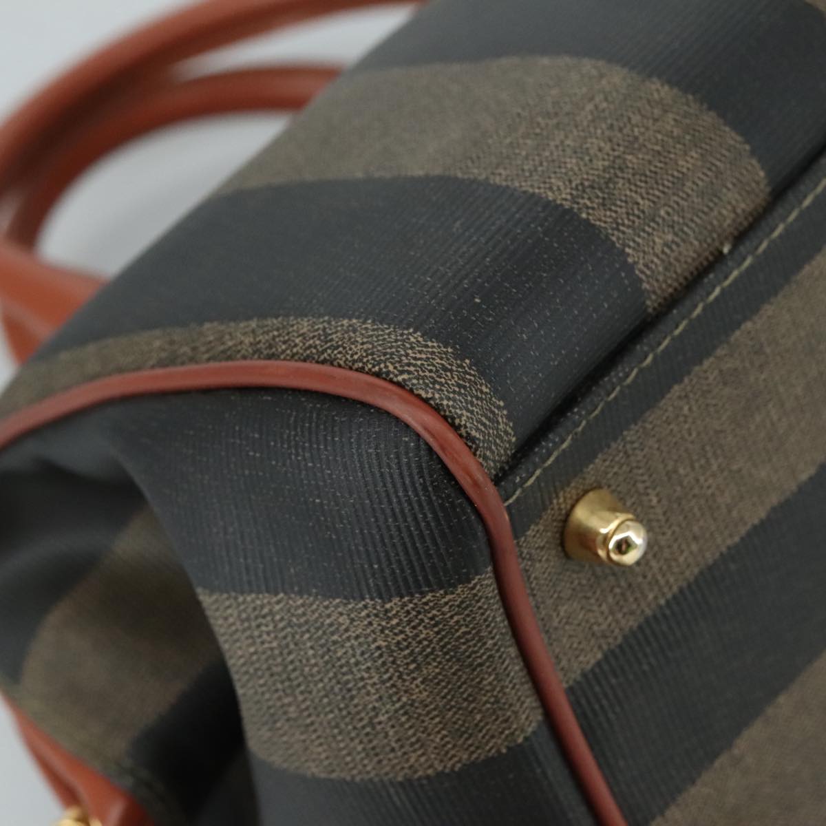 FENDI Pecan Canvas Hand Bag Coated Canvas Brown 104727