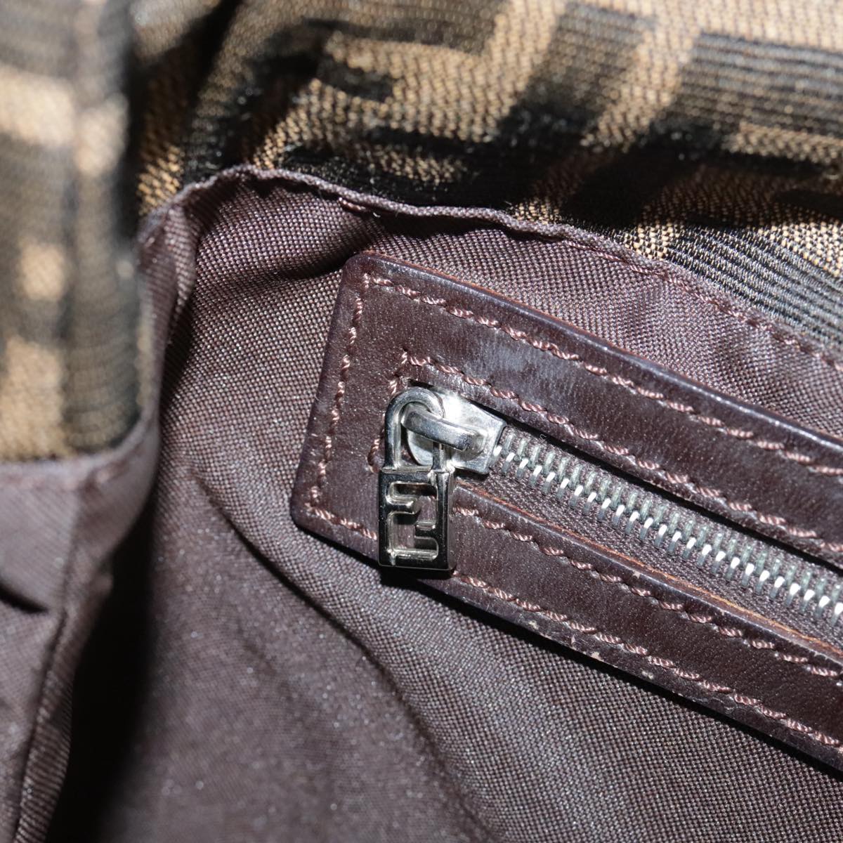 FENDI Zucca Canvas Shoulder Bag Brown 104730