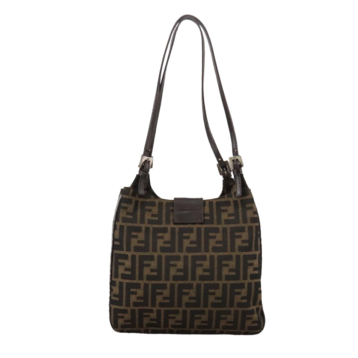 FENDI Zucca Canvas Shoulder Bag Brown 104730