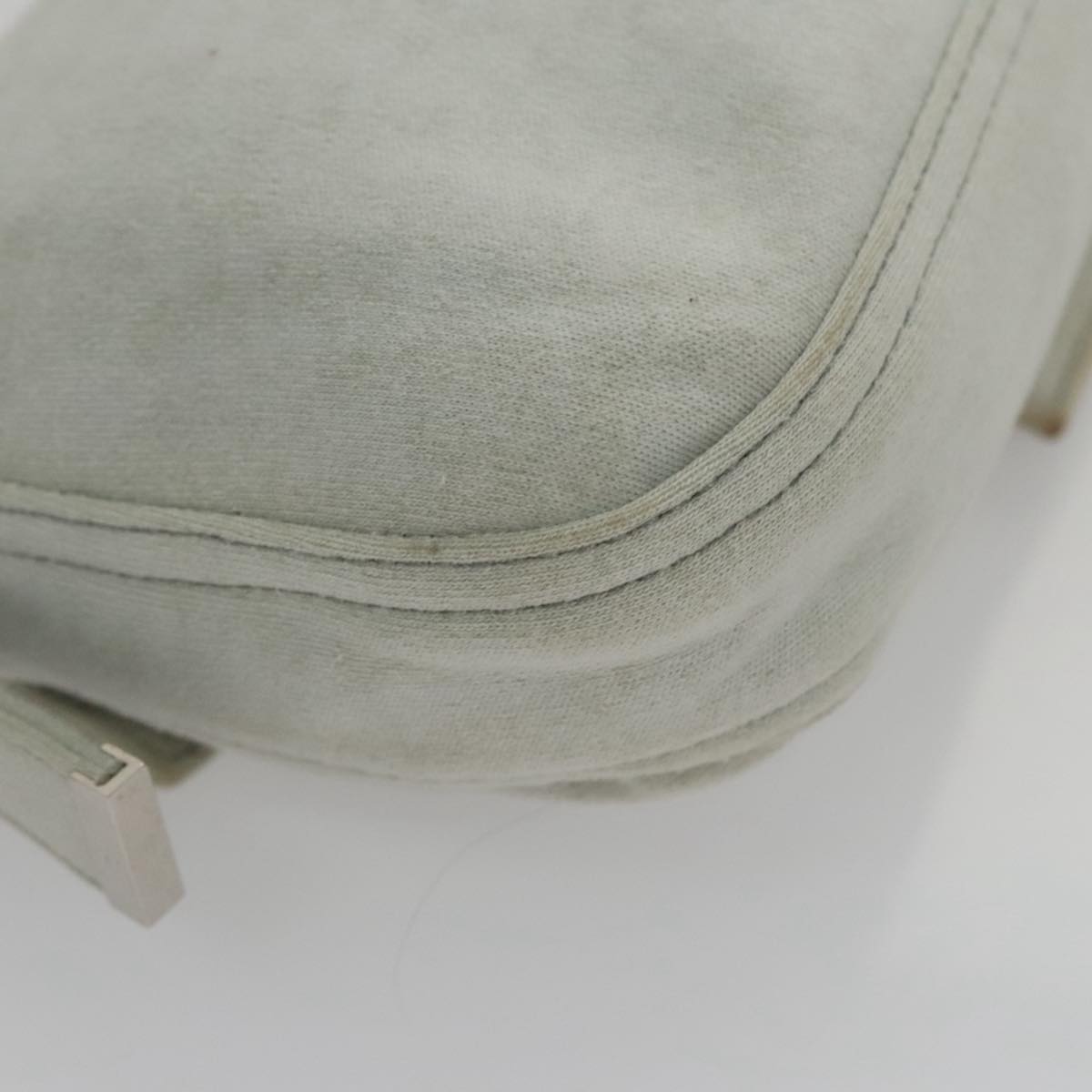 FENDI Mamma Baguette Shoulder Bag Cotton Gray Silver 104866