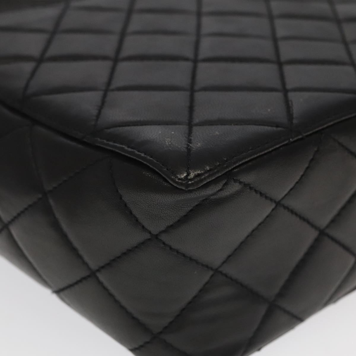 CHANEL Matelasse Shoulder Bag Lamb Skin Black Gold CC 104998A