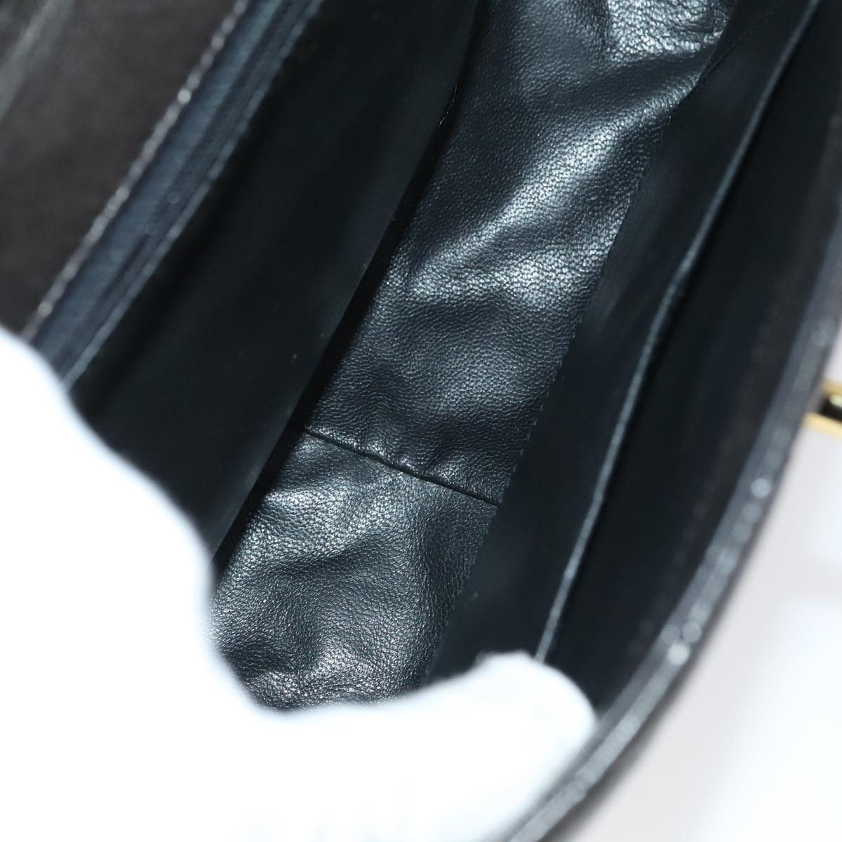 CHANEL Matelasse Shoulder Bag Lamb Skin Black Gold CC 104998A