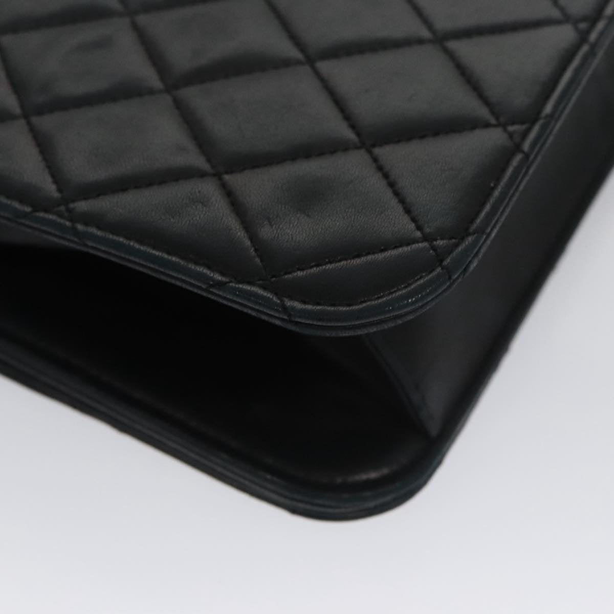 CHANEL Matelasse Chain Shoulder Bag Lamb Skin Black CC 104999
