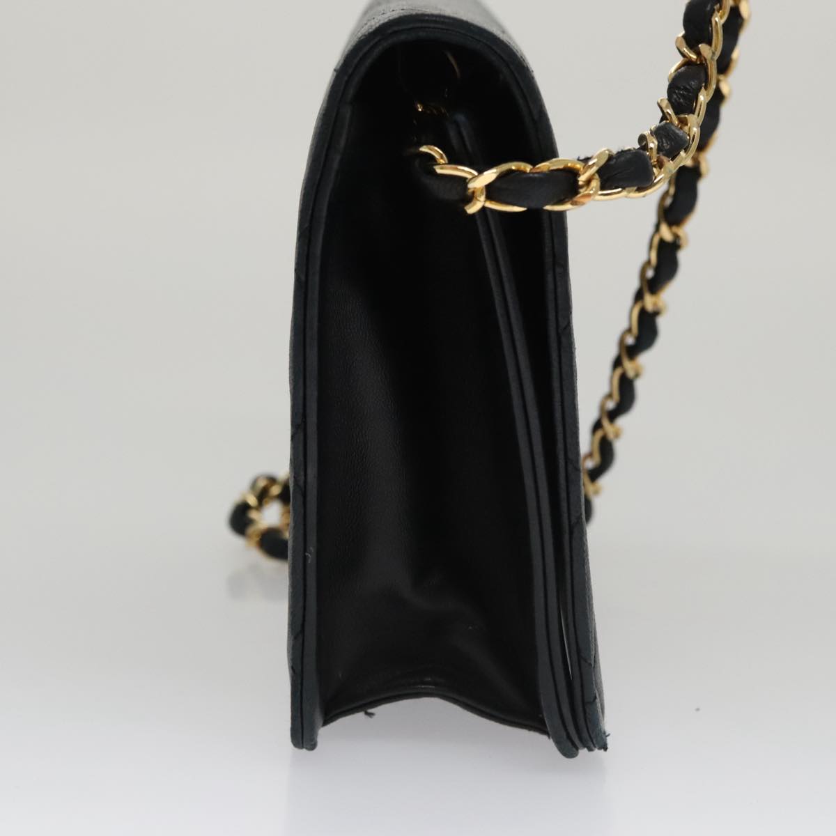 CHANEL Matelasse Chain Shoulder Bag Lamb Skin Black CC 104999