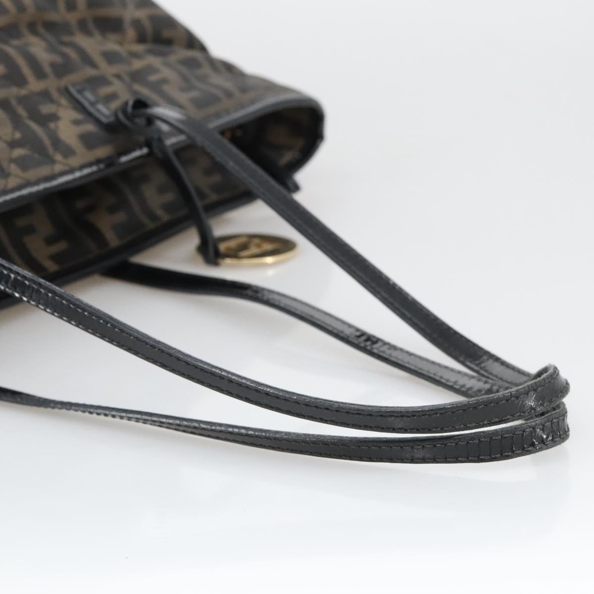FENDI Zucca Canvas Quilted Tote Bag Brown Black 105094