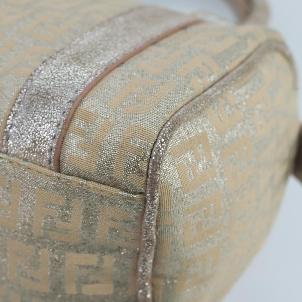 FENDI Zucchino Canvas Hand Bag Silver 105253