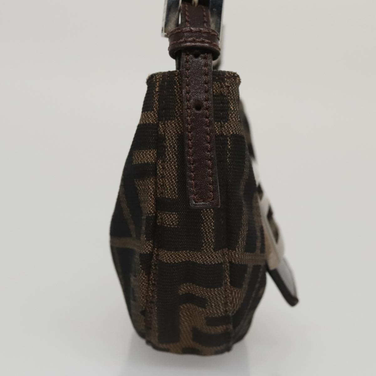 FENDI Zucca Canvas Mini Croissant Hand Bag Black Brown 105350