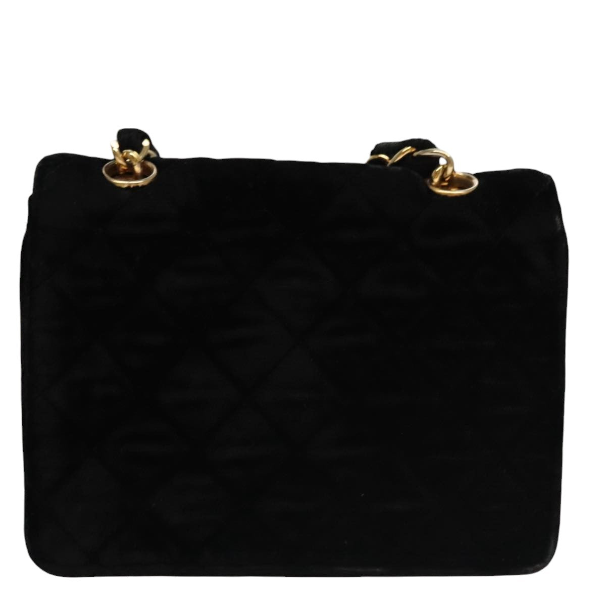 CHANEL Matelasse Chain Shoulder Bag Velor Black Gold CC 105662
