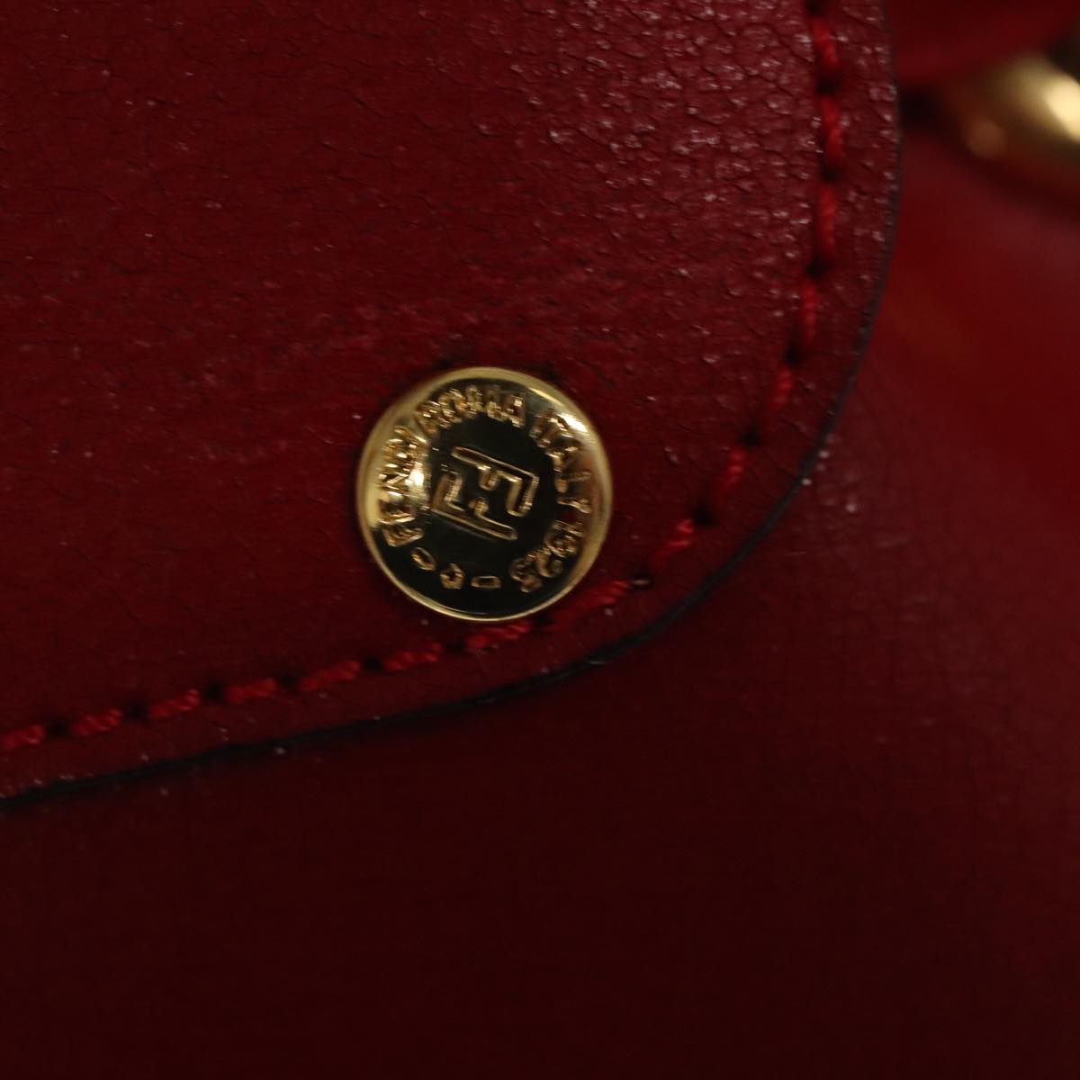 FENDI Backpack Leather Red Gold 106152