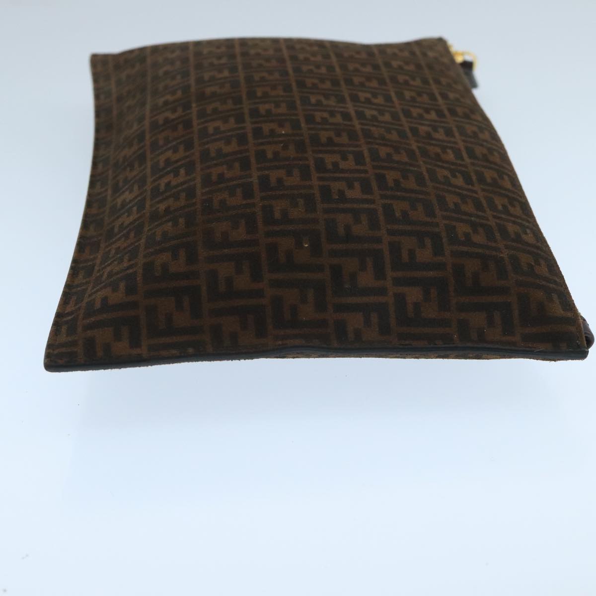 FENDI Zucchino Canvas Clutch Bag Brown 106217
