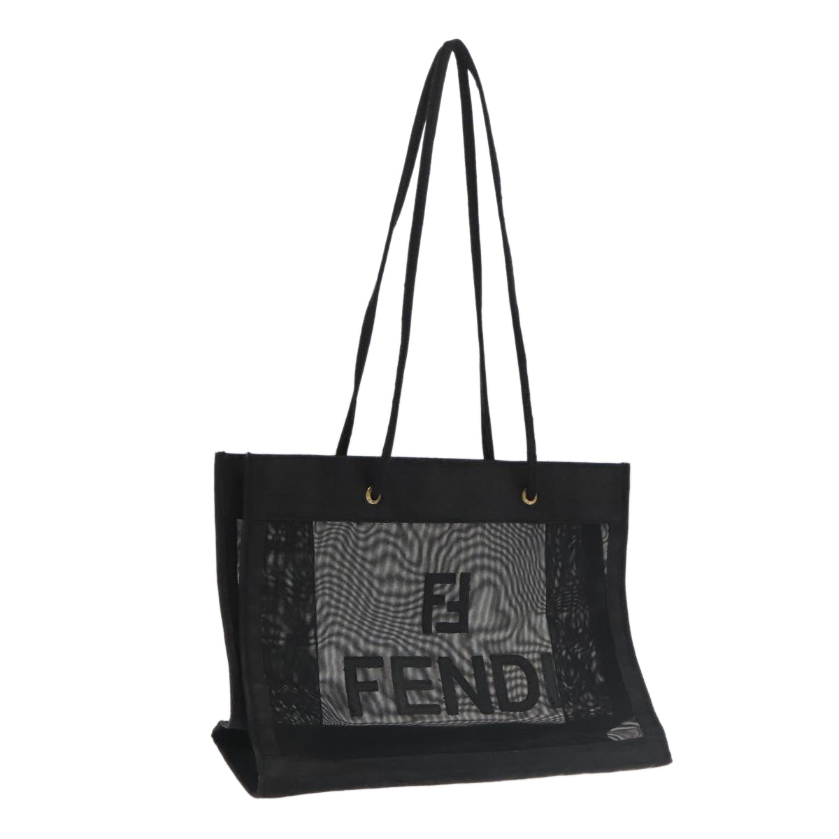 FENDI Shoulder Bag Nylon Black Gold 106335