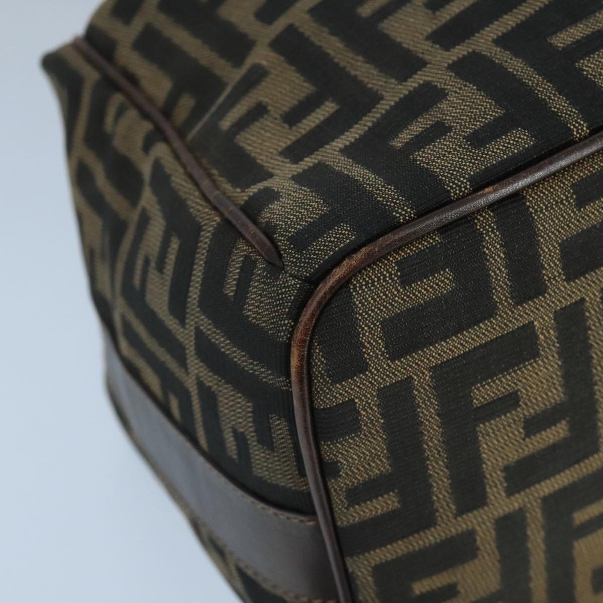FENDI Zucca Canvas Vanity Pouch Brown Black 106382