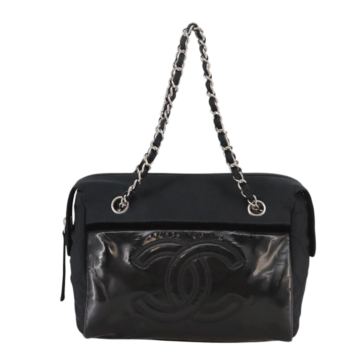 CHANEL Chain Shoulder Bag Enamel Black CC 106403