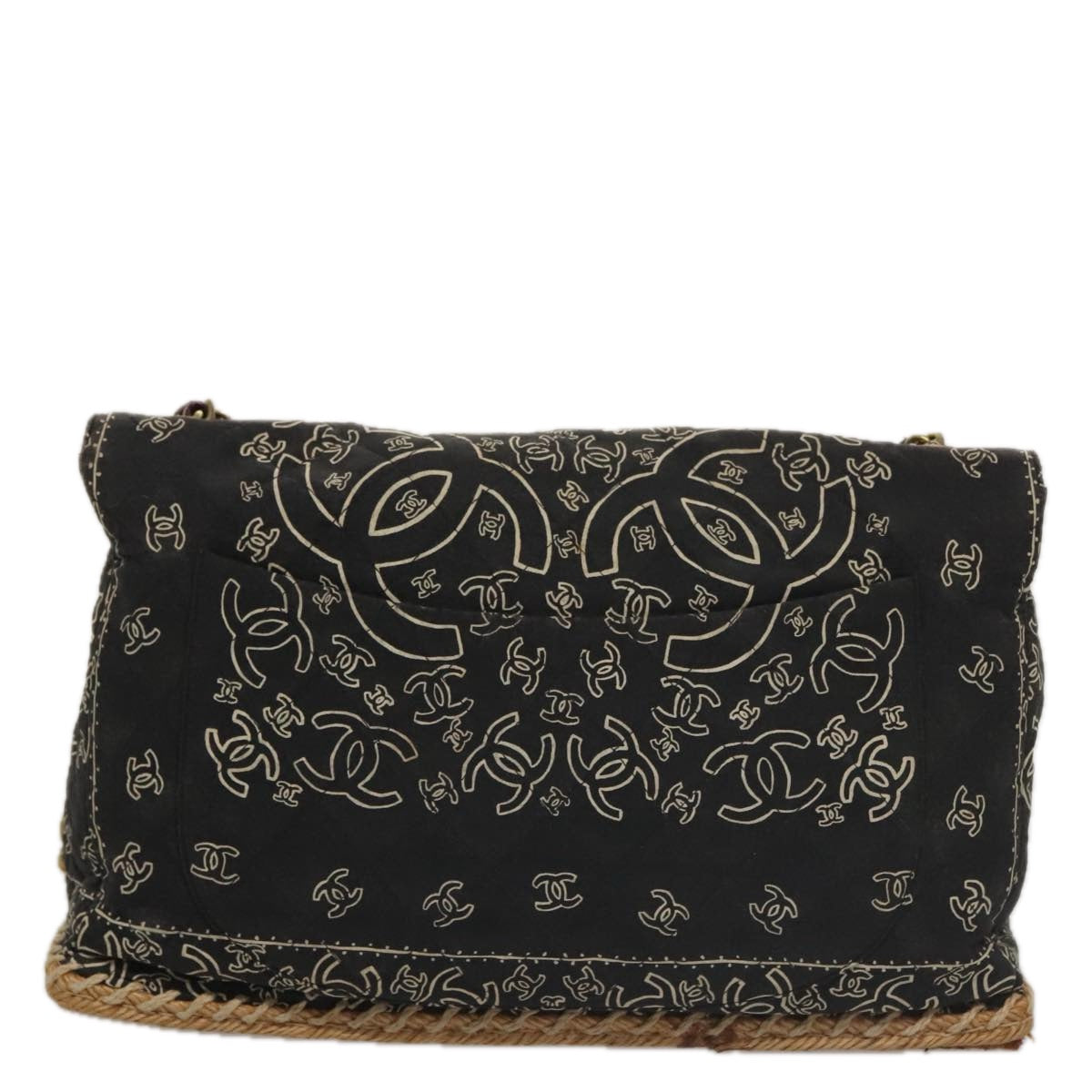 CHANEL Matelasse Chain Bandana Shoulder Bag Canvas Black CC 106419