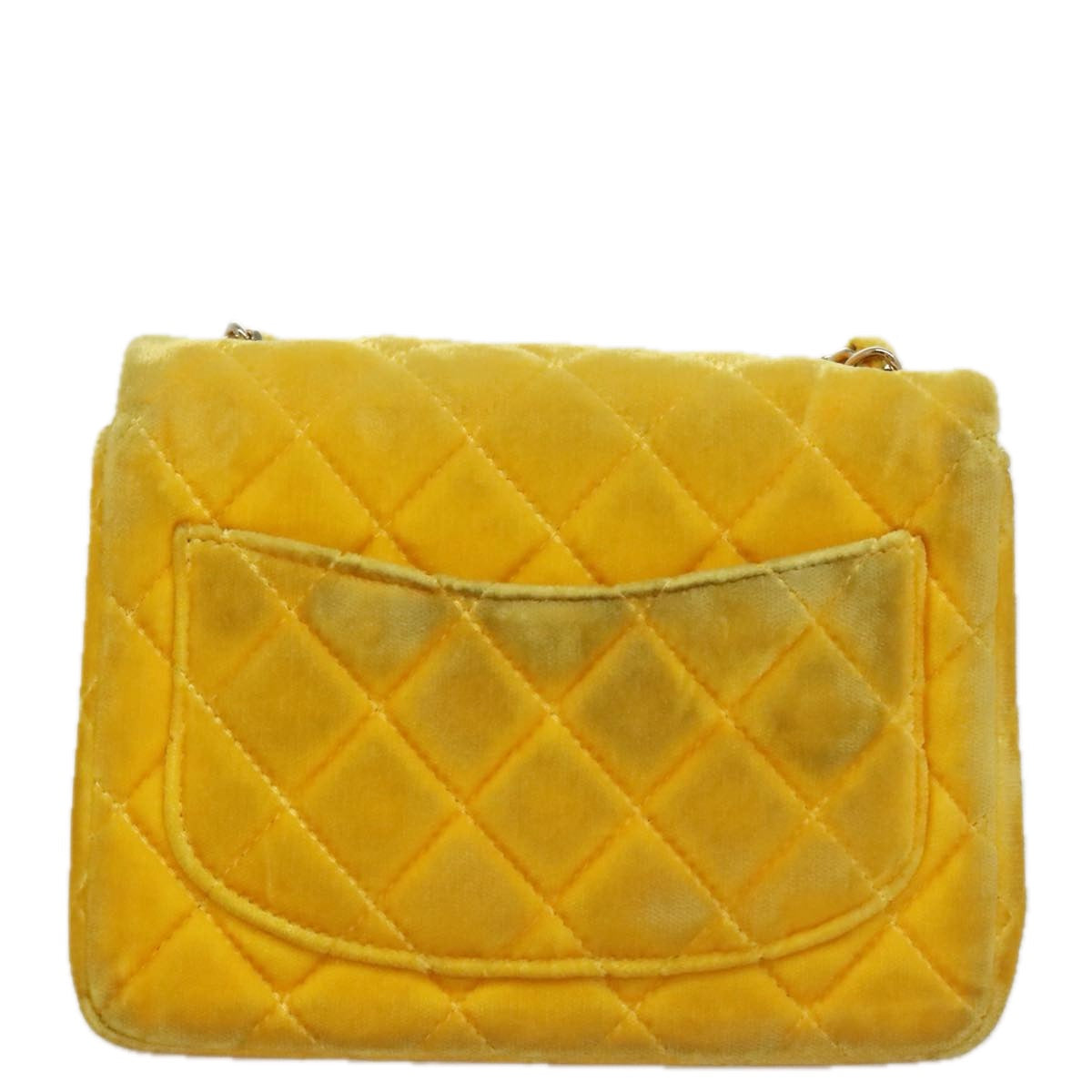 CHANEL Matelasse Chain Shoulder Bag Velor Yellow CC 106423