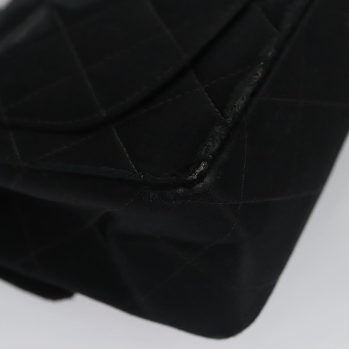 CHANEL Matelasse Chain Shoulder Bag Satin Black CC 106429